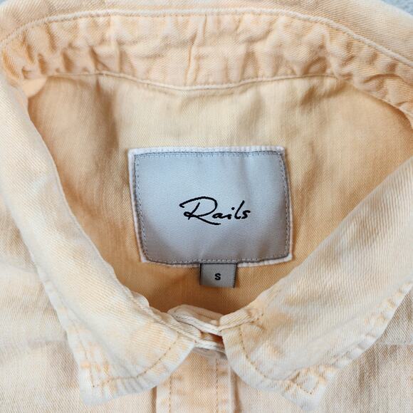 Rails Lex Shirt Women's Small Peach Acid Wash Cuffed Sleeve Linen Blend - Picture 2 of 13